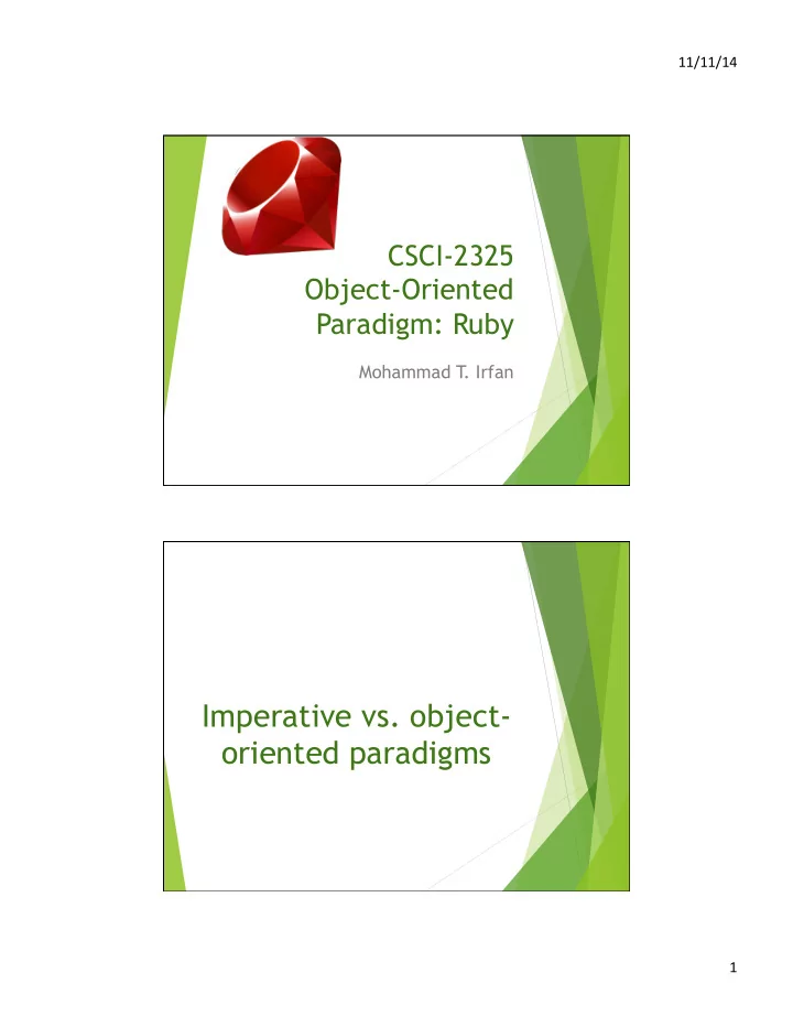 imperative vs object oriented paradigms