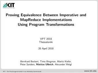 Proving Equivalence Between Imperative and  MapReduce Implementations  Using Program