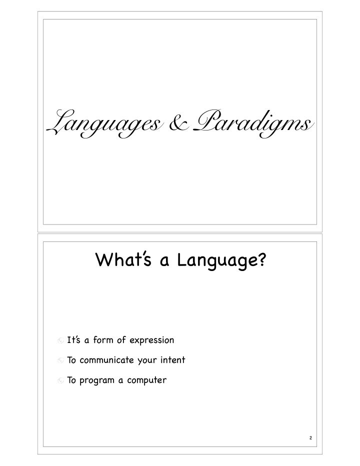 languages paradigms
