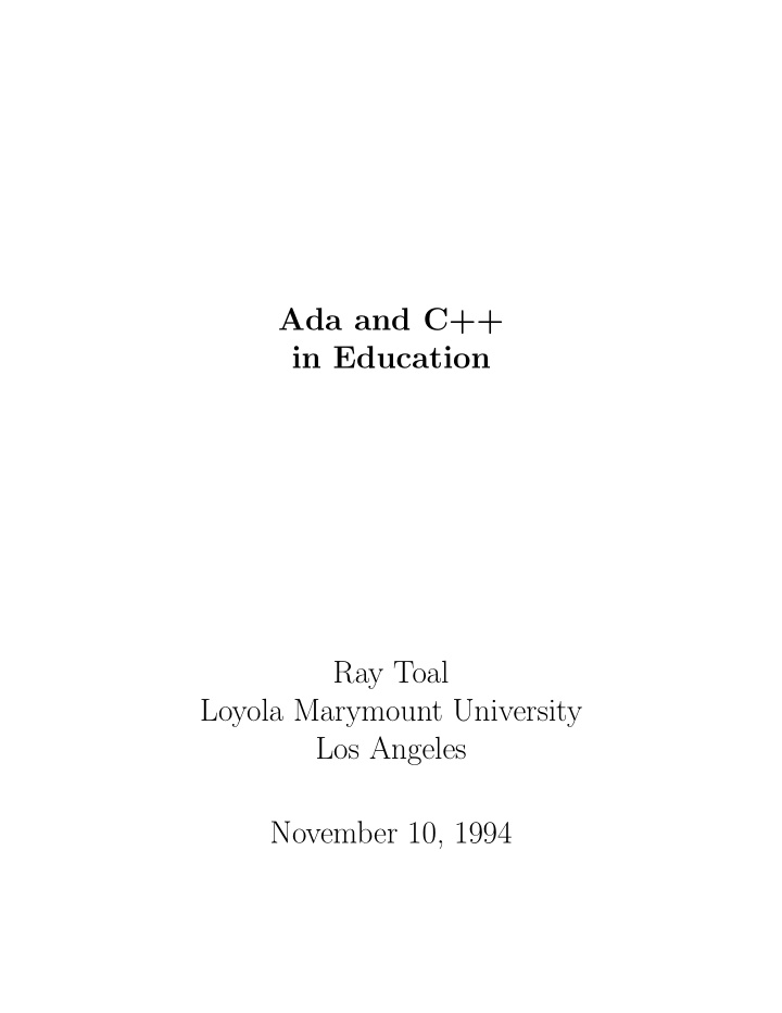 ada and c in education ray toal loyola marymount