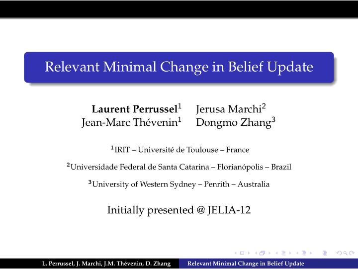 relevant minimal change in belief update