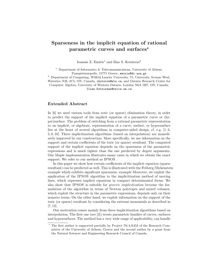sparseness in the implicit equation of rational