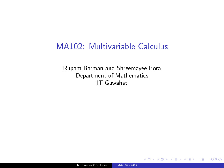 ma102 multivariable calculus