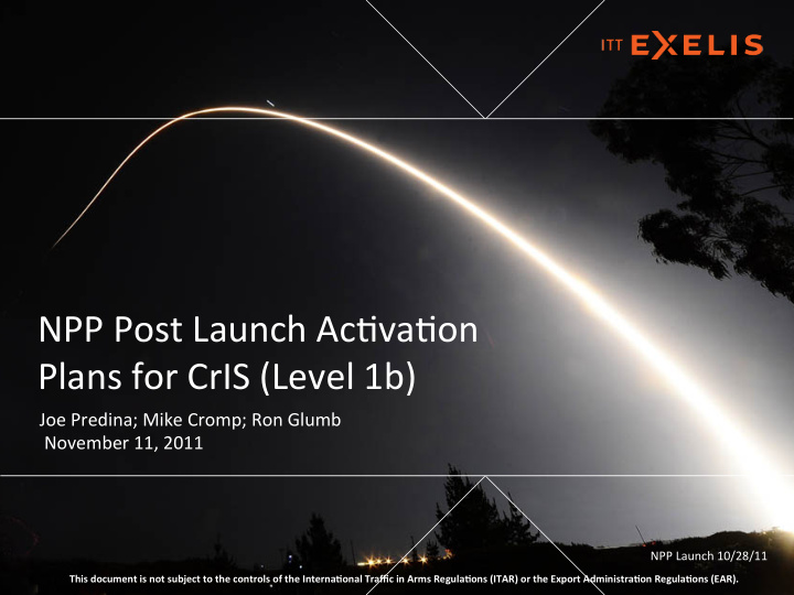 npp post launch ac va on plans for cris level 1b