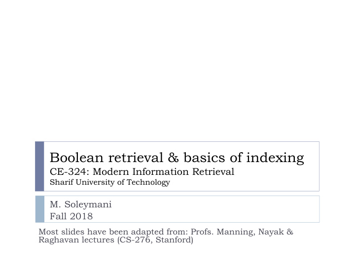 boolean retrieval basics of indexing