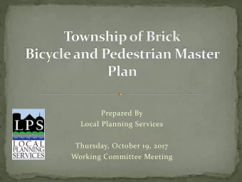 Local Planning Services  Thursday, October 19, 2017  Working Committee Meeting  Provide an overview