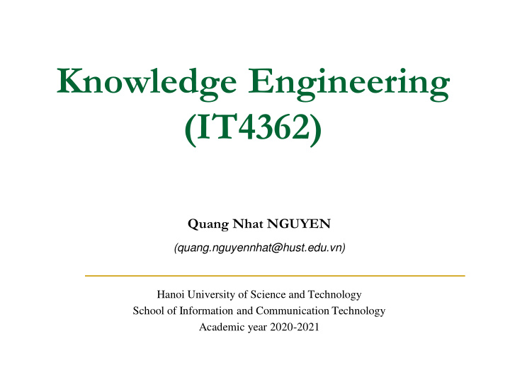 knowledge engineering it4362