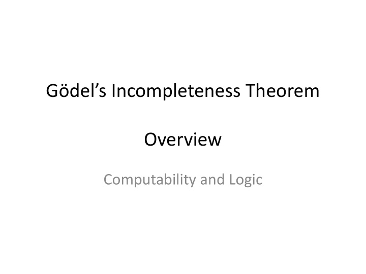 g del s incompleteness theorem overview