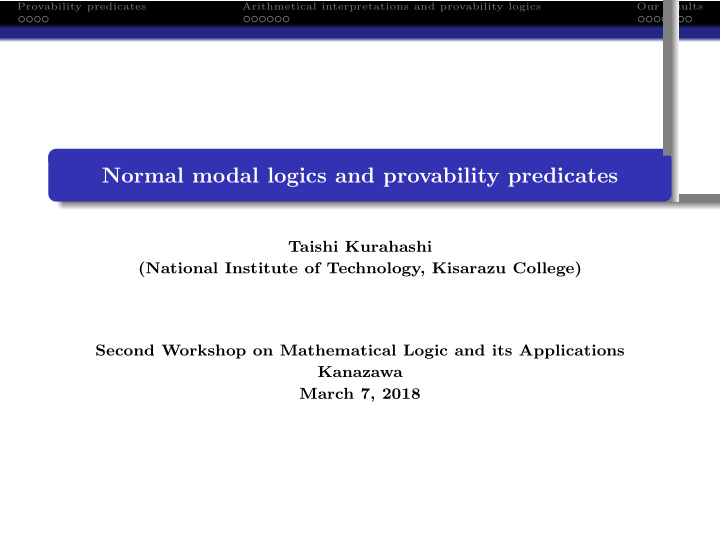 normal modal logics and provability predicates