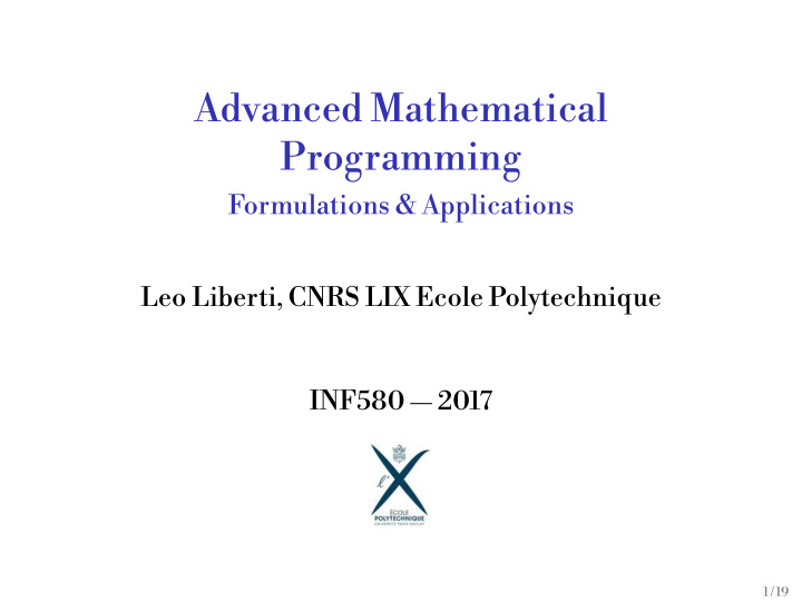 advanced mathematical programming