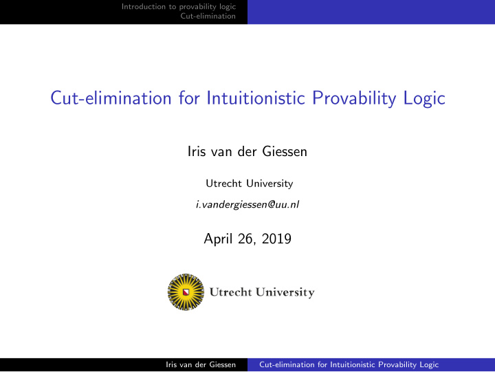 cut elimination for intuitionistic provability logic