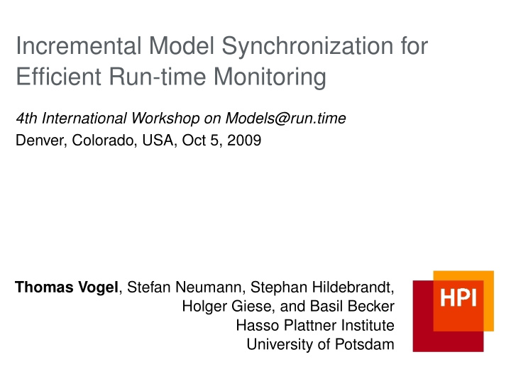 incremental model synchronization for efficient run time