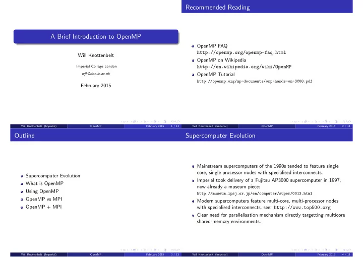 recommended reading a brief introduction to openmp