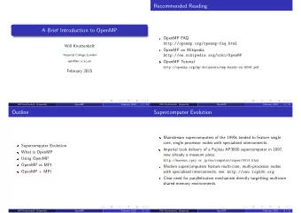 Recommended Reading  A Brief Introduction to OpenMP  OpenMP FAQ  http://openmp.org/openmp-faq.html