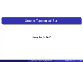 Graphs-Topological Sort  November 9, 2016  CMPE 250 Graphs-Topological Sort  November 9, 2016  1 /