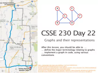 Graphs and their representations  After this lesson, you should be able to     define the