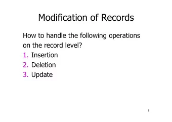 Modification of Records  How to handle the following operations  on the record level? 1. Insertion
