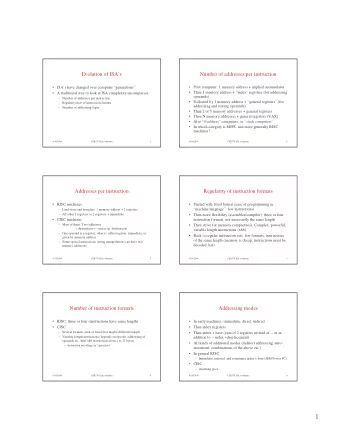 1  The Ultimate CISC - VAX-11  A sample of VAX addressing modes   ISA defined late 70s. Last