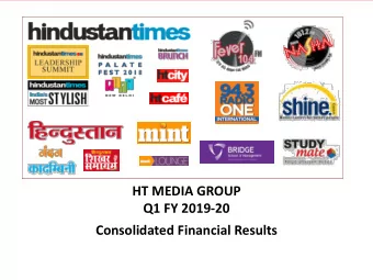 HT MEDIA GROUP  Q1 FY 2019-20  Consolidated Financial Results  1  Cautionary Statements  Certain