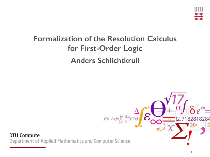 formalization of the resolution calculus for first order