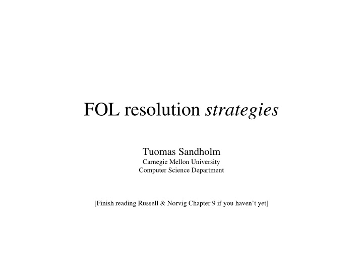 fol resolution strategies