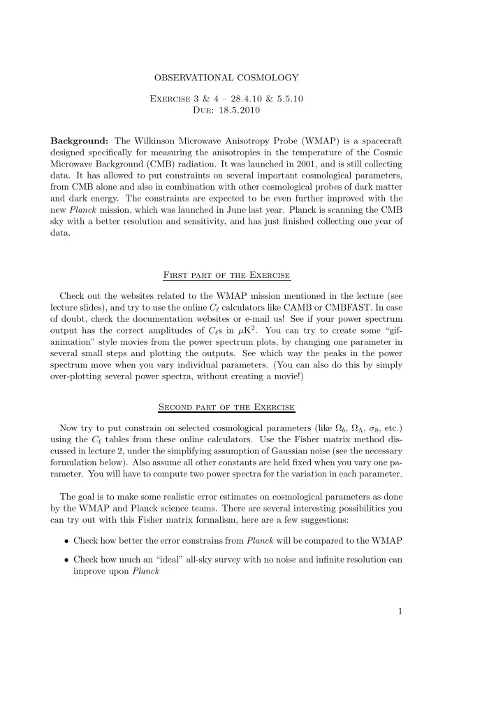 observational cosmology exercise 3 4 28 4 10 5 5 10 due