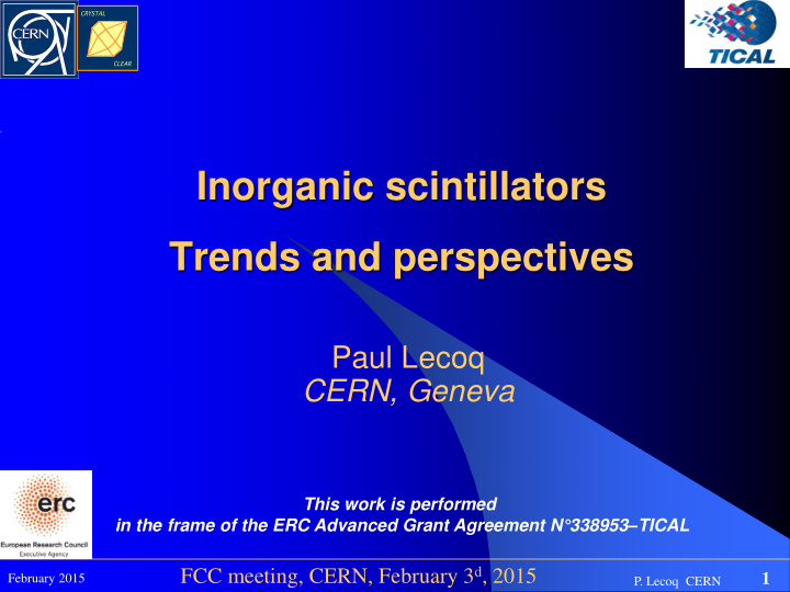 inorganic scintillators trends and perspectives