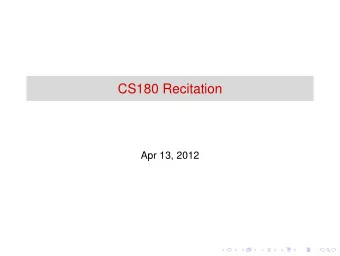CS180 Recitation  Apr 13, 2012  Stack Data structure  Stack Class public class Stack {  1  private