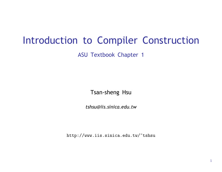 introduction to compiler construction