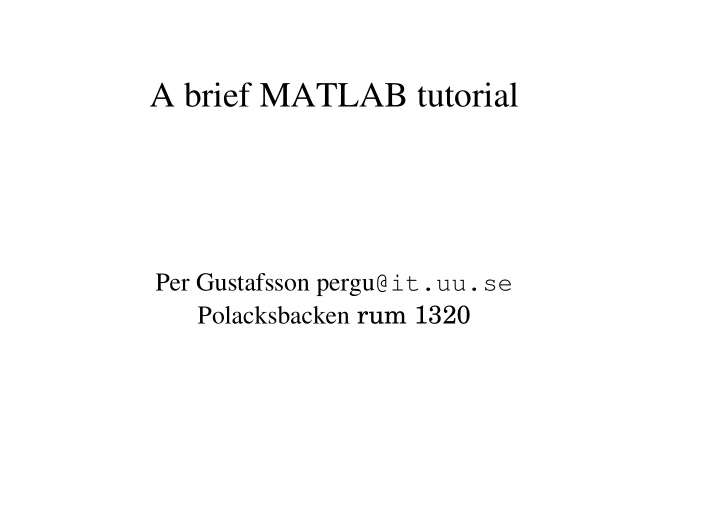 a brief matlab tutorial