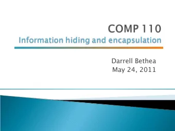 Darrell Bethea  May 24, 2011  Midterm Thursday  SN014  Program 3 due 5/31  Dont