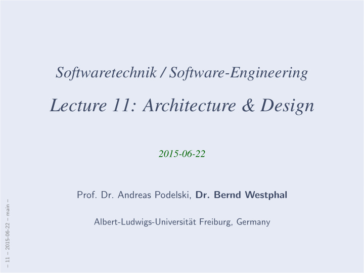 lecture 11 architecture design