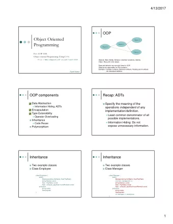 Object Oriented  Object 3  Programming  Object 1  Object 2  Object 4  For : COP 3330.  Object