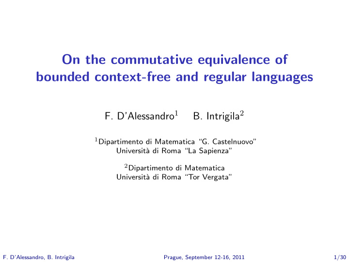 on the commutative equivalence of bounded context free
