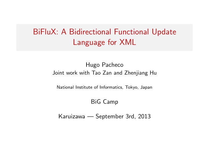 biflux a bidirectional functional update language for xml