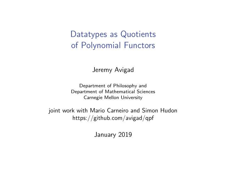 datatypes as quotients of polynomial functors