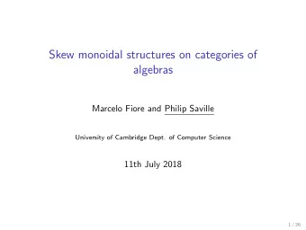 Skew monoidal structures on categories of  algebras  Marcelo Fiore and Philip Saville  University
