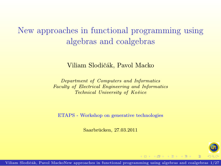 new approaches in functional programming using algebras