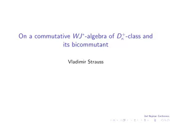 -class and  its bicommutant  Vladimir Strauss  2nd Najman Conference  Introduction WJ