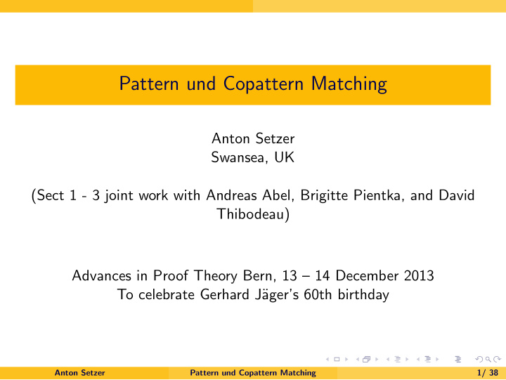 pattern und copattern matching