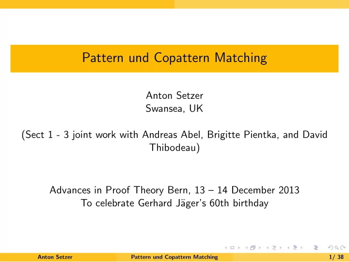 pattern und copattern matching