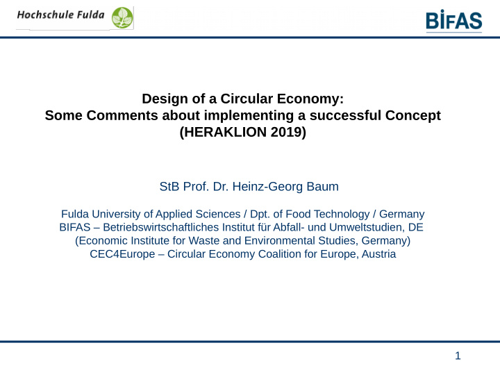 design of a circular economy some comments about