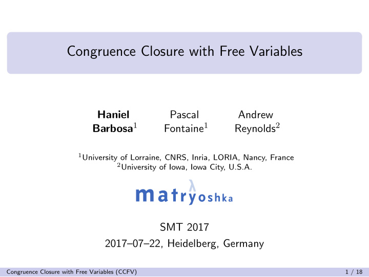 congruence closure with free variables