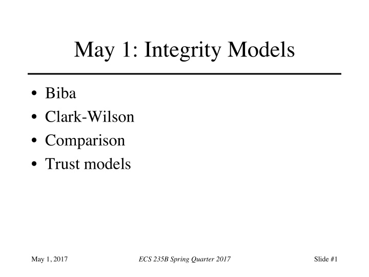may 1 integrity models