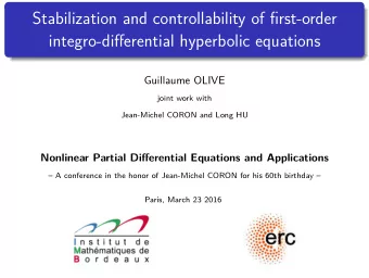 Stabilization and controllability of first-order  integro-differential hyperbolic equations