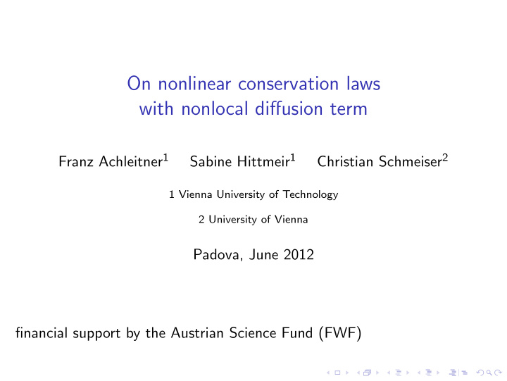on nonlinear conservation laws with nonlocal diffusion