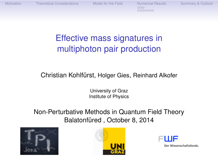effective mass signatures in multiphoton pair production