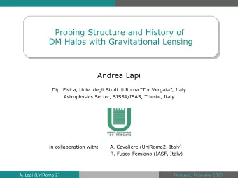 Probing Structure and History of  DM Halos with Gravitational Lensing  Andrea Lapi  Dip. Fisica,