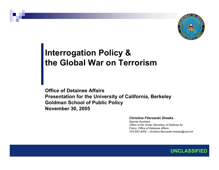 interrogation policy the global war on terrorism