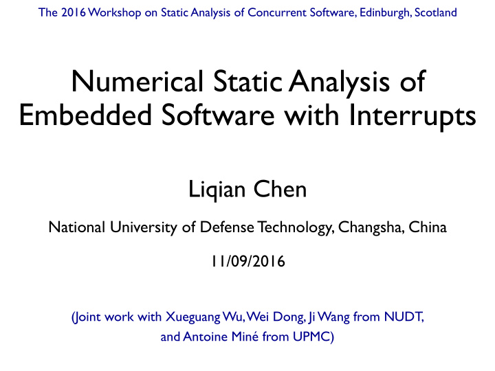 numerical static analysis of embedded software with